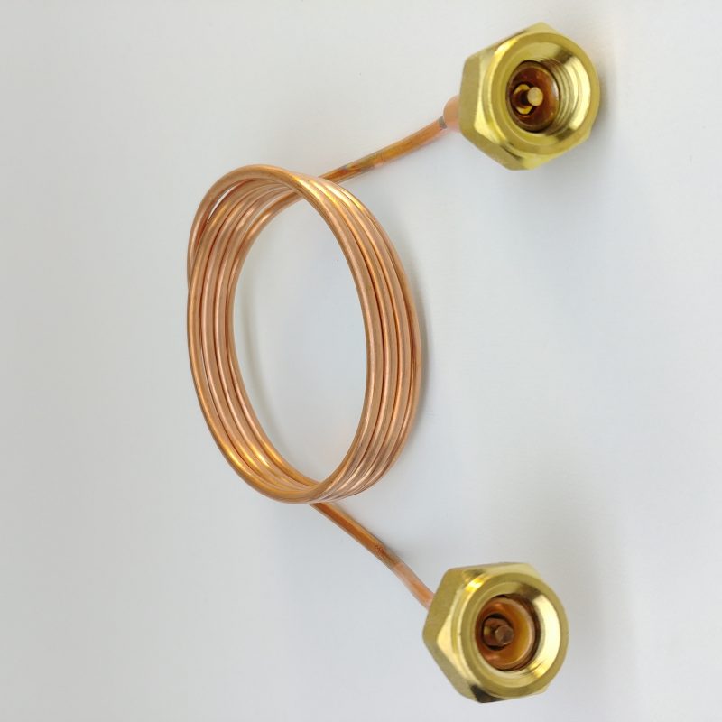 Copper hose 100cm F1/4”F1/4” SAE with core valve pusher for the air